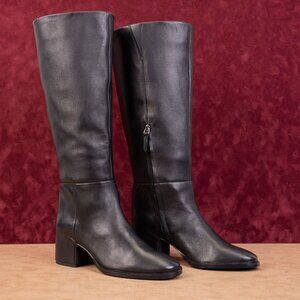 Nordstrom Women Hanna Black Leather Wide Calf Fashion Riding Knee Boots sz 8.5